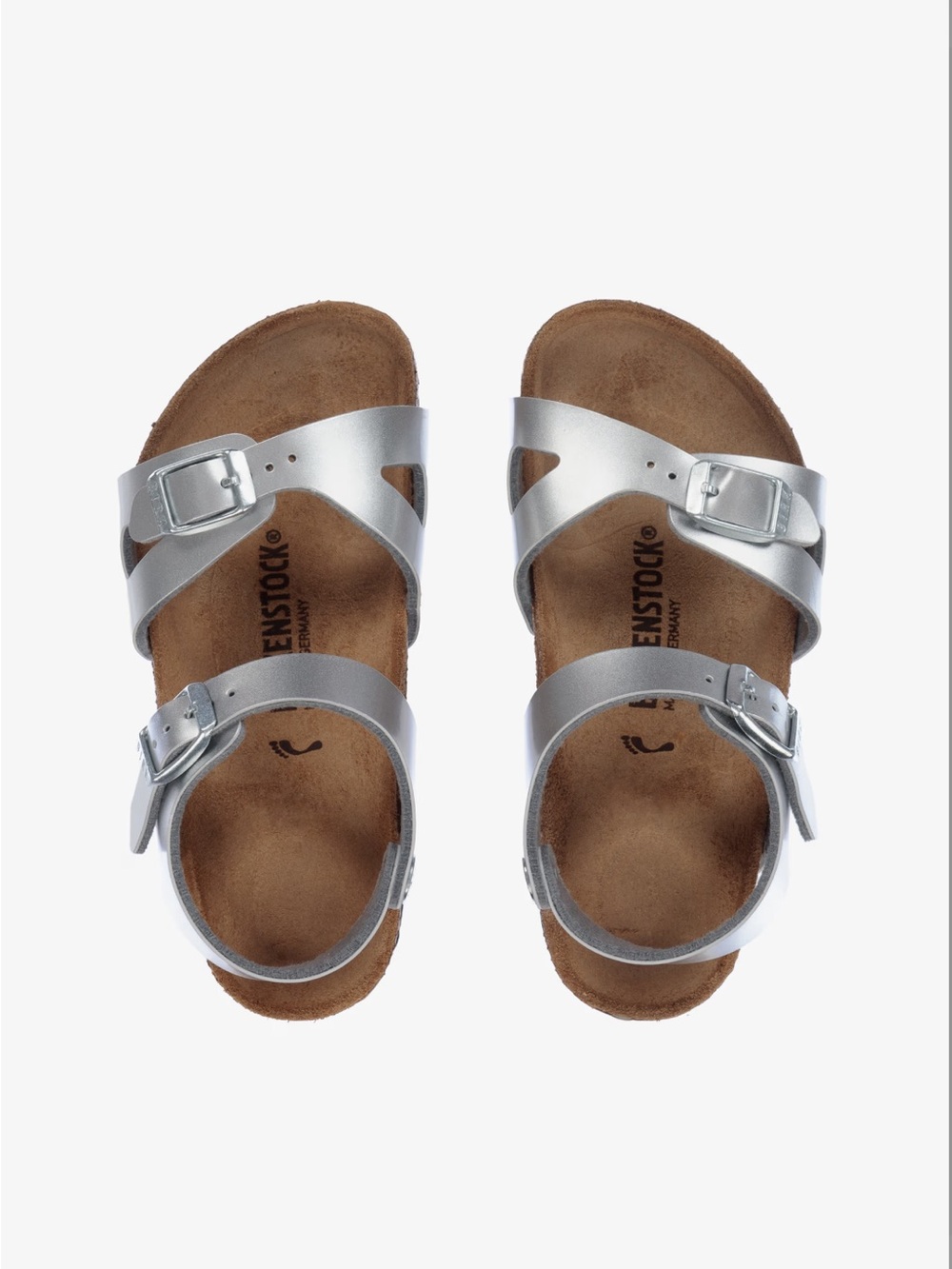 Birkenstock Kids Silver Two-Strap Adjustable Sandals